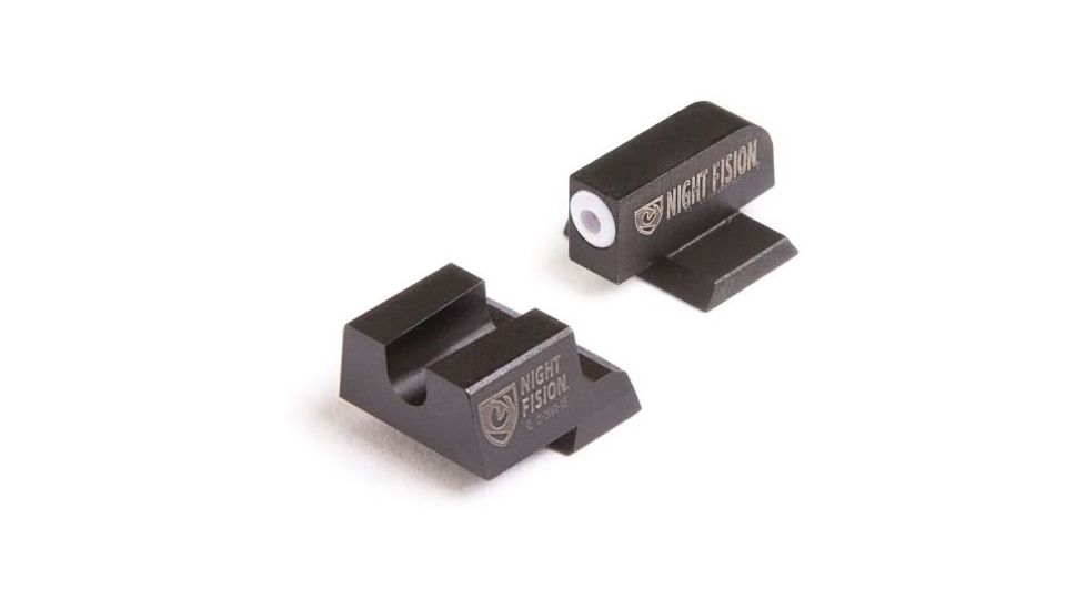 Night Fision Perfect Dot Suppressor Height Night Sight Set w/Front, Square Rear, White Front w/Green Tritium, Blank Rear, Fits Sig Sauer Suppressor Height P-Series Pistols, SIG-179-013-WGZX