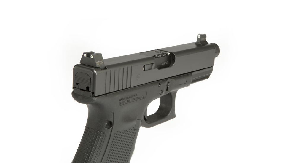 Night Fision Perfect Dot Suppressor Height Night Sight Set w/Front, Square Rear, White w/Green Tritium, Glock 17/17L/19-41, GLK-004-003-WGWG