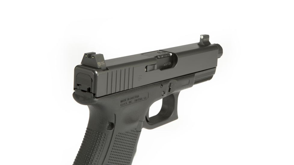 Night Fision Perfect Dot Suppressor Height Night Sight Set w/White Front, Square Black Rear, w/Green Tritium, Glock 17/17L/19-41, GLK-004-003-WGZG