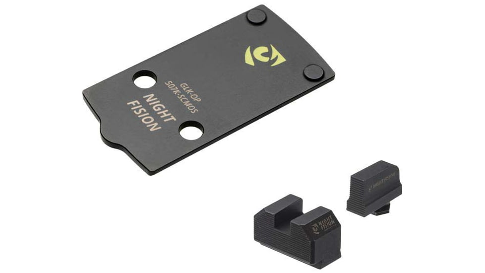 Night Fision Plate + Blacked Out Sights Combo 507K to Glock 43x MOS, Black, GLK-OPBS-507K-43X-ZXZX