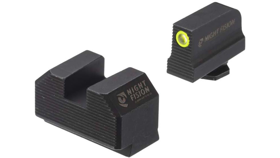 Night Fision Plate + Tritium Ylw Front Sight Combo 507K to Glock 43x MOS, Black, GLK-OPBS-507K-43X-YGZX