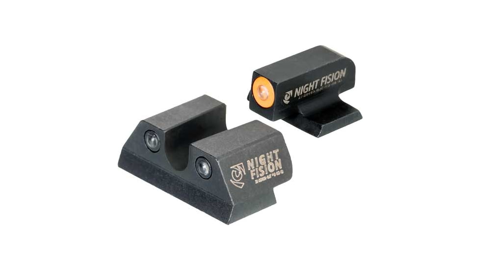 Night Fision Tritium Orange Ring ''U'' Notch Night Sight Set, FN 509, Black, FNH101007OGZG