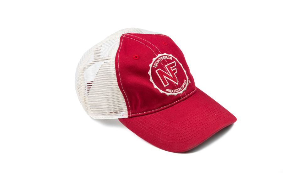 NightForce Hat, Red, Mesh Back, Embroidered, Adjustable, A423