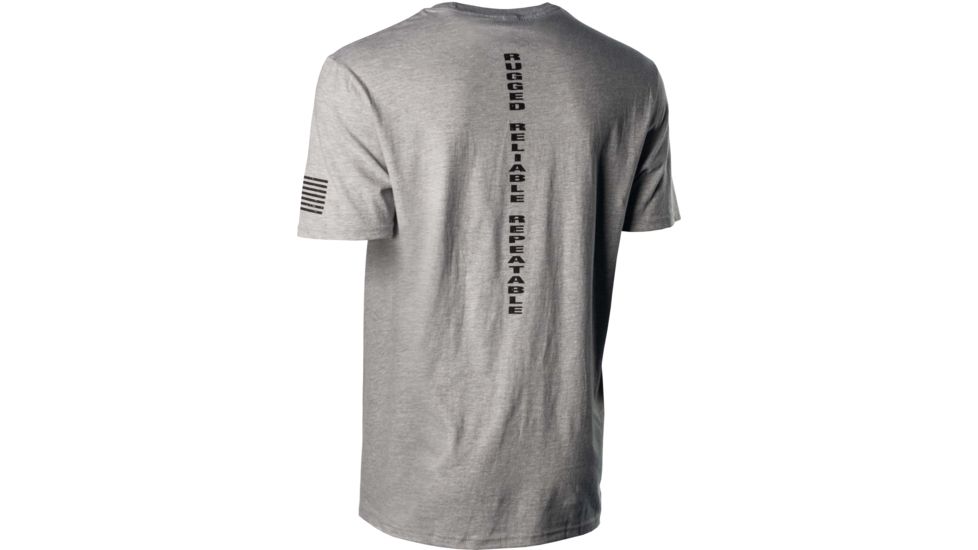 NightForce Mens T-Shirt, NF Script &amp; RRR Back, Light Grey, 2XL, A536-2XL