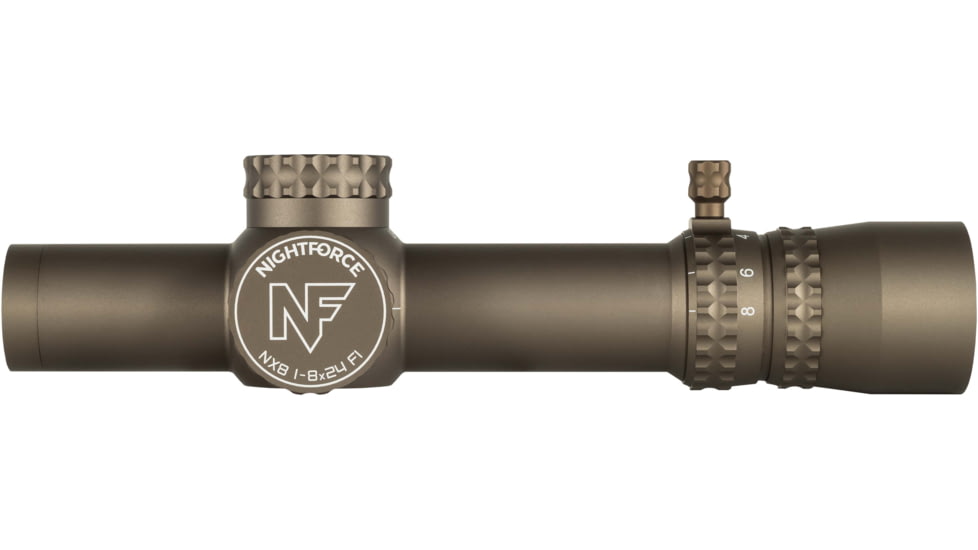 NightForce NX8 1-8x24mm Capped Rifle Scope, 30mm Tube, First Focal Plane, FC-MOA Reticle, Dark Earth, C691