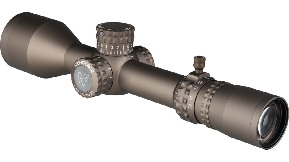 NightForce NX8 2.5-20x50mm Rifle Scope, 30mm Tube, Second Focal Plane, MOAR-CF2 Reticle, Dark Earth, C686