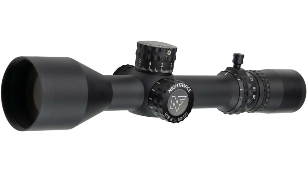 NightForce NX8 2.5-20X50mm Rifle Scope F2, ZeroStop, .1 Mil-Radian, DigIllum, PTL, Mil-CF2, Black, C638