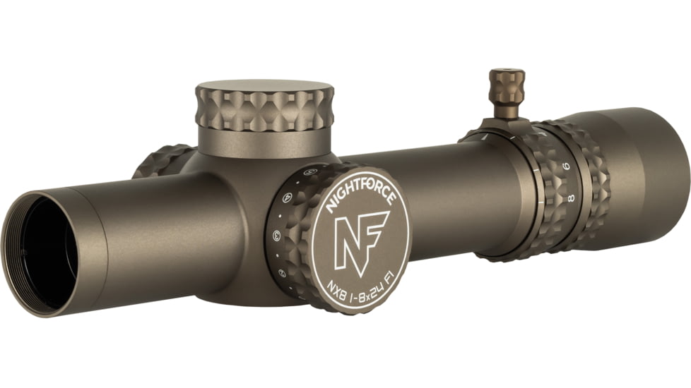 NightForce NX8 Capped E/W Rifle Scope, 1-8x24mm, 30mm Tube, FC-DMx Reticle, Dark Earth, C663