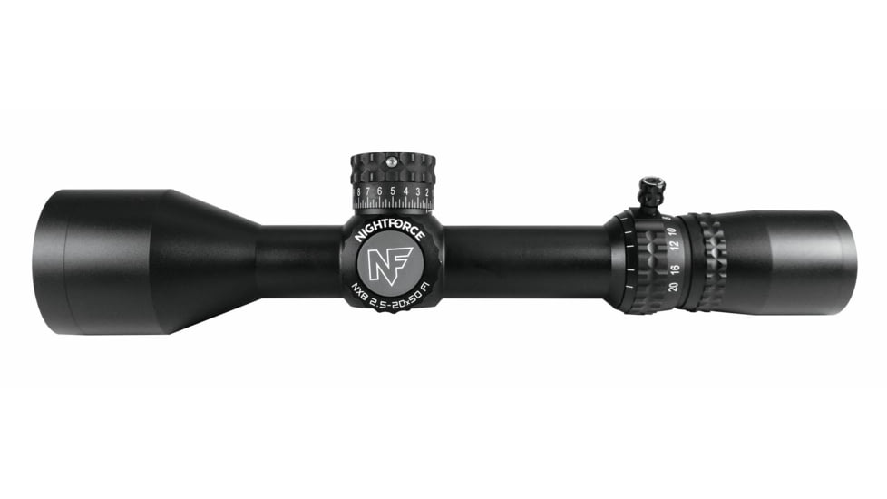 NightForce NX8 Rifle Scope, 2.5-20x50mm, First Focal Plane, .250 MOA, MOAR Reticle, Black, C622
