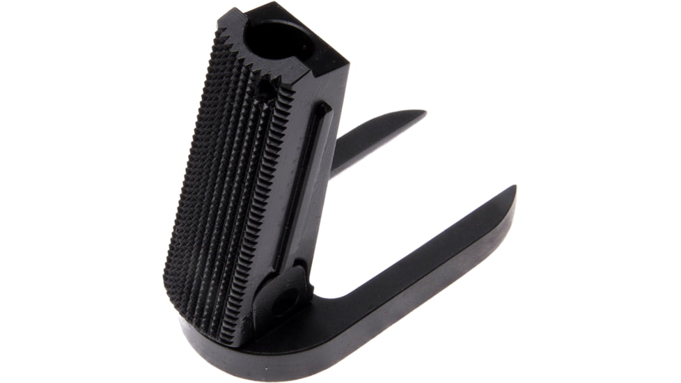 Nighthawk Custom Mainspring Housing, Officer Flat, Checkered 25 LPI w/Mag Well, Carbon, Fully Machined, SP0239