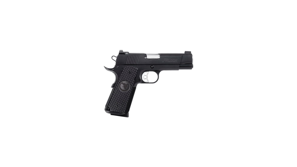 Nighthawk Custom Falcon-Commander Pistol, .45 ACP, 4.25in barrel, black finish steel frame, custom checkered G10 grips grip, recoil operated semi-automatic, tritium front, Heinie rear, 8 round magazine, NCF-FC CR-45-4.25-1-FRRMPG