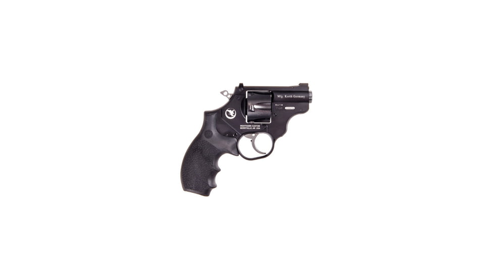Nighthawk Custom Sky-Hawk Revolver, 9mm Luger, 2in barrel, 7075 Aluminum frame, Hogue black rubber grip, revolving chamber, gold bead front, adjustable notch rear, 6 round cylinder, NCF-SH-9MM-2-1-FRRMPG