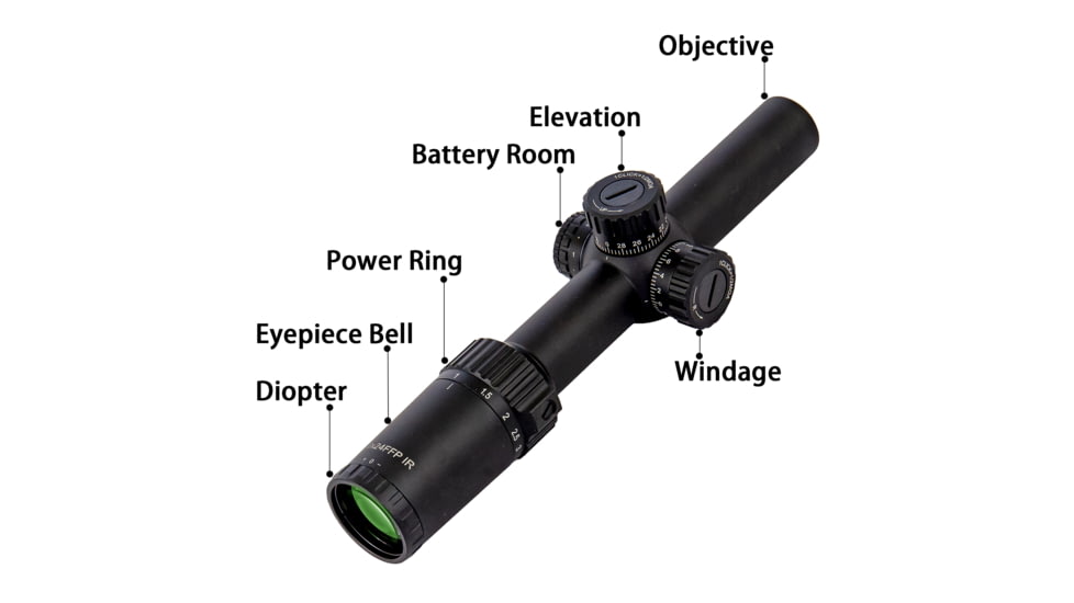 NightStar 1-6x24mm 30mm Tube Rifle Scope, First Focal Plane, Illuminated Reticle, Black, NS11038F2