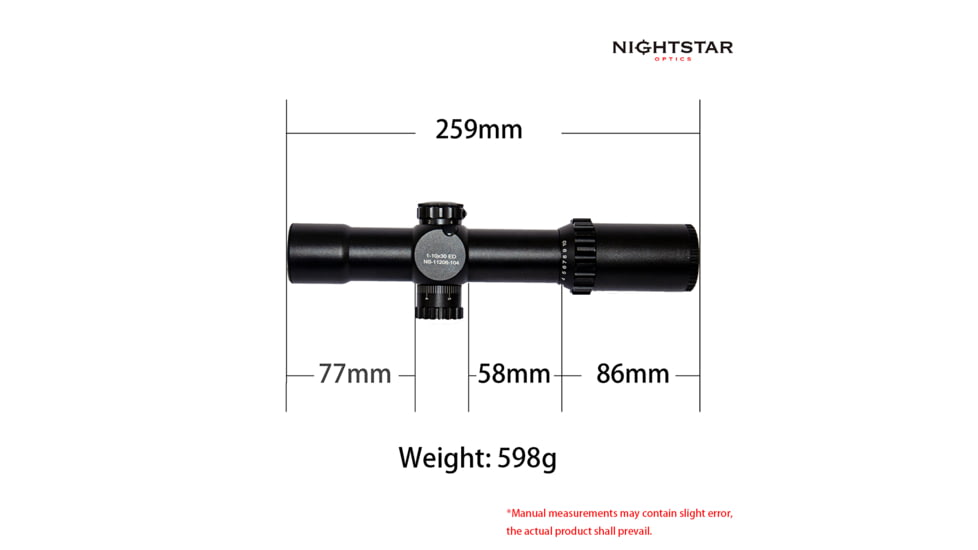 NightStar EDIRF 1-10x30mm Rifle Scope, 35mm Tube, First Focal Plane, Black, Illuminated Reticle, MOA, NS11206