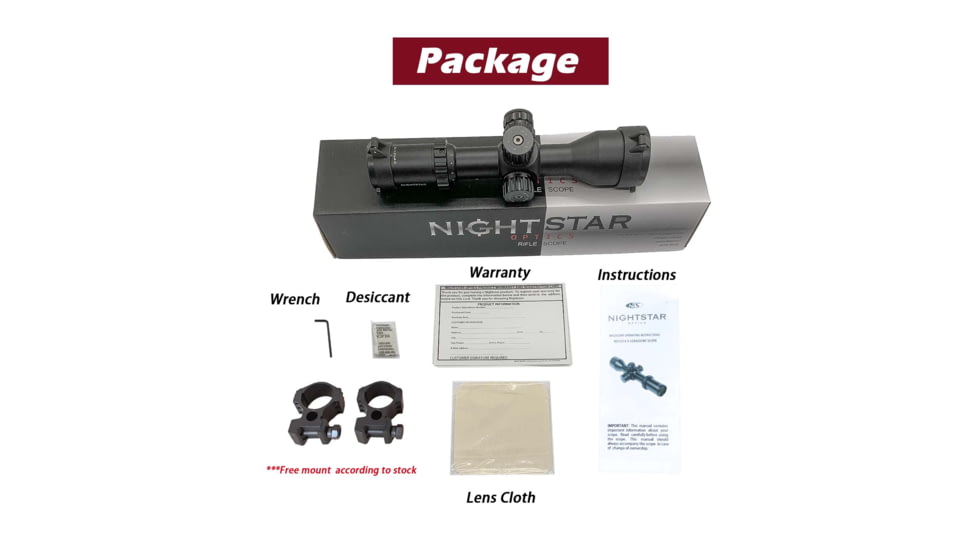 NightStar 3-12x42mm 30mm Tube Riflescope, First Focal Plane, Illuminated Mil-Dot, Black, NS11214