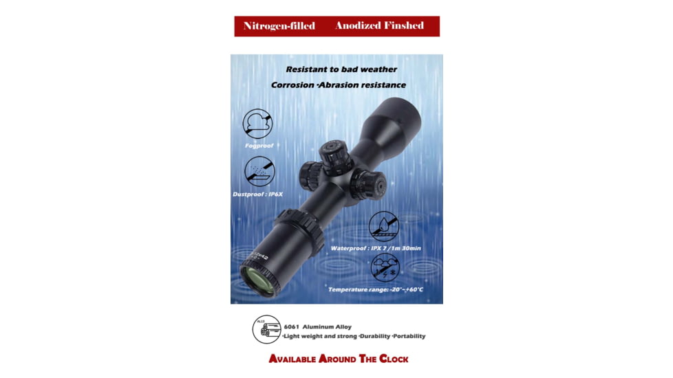 NightStar 3-12x42mm 30mm Tube Riflescope, First Focal Plane, Illuminated Mil-Dot, Black, NS11214