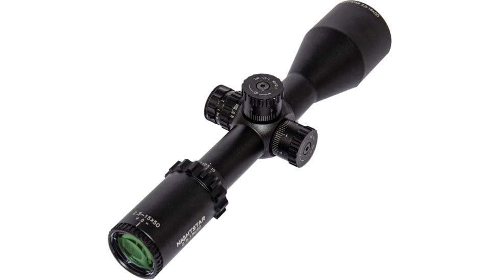NightStar SFIRF 2.5-15x50mm Rifle Scope, 30mm Tube, First Focal Plane, Black, Illuminated Mil-Dot Reticle, MOA, NS112015