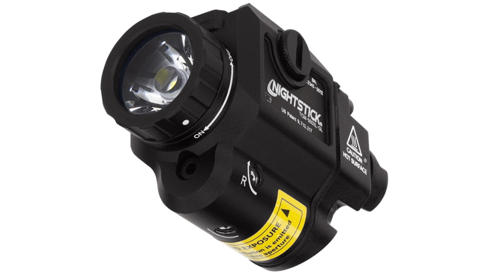 Nightstick Compact Tactical Weapon-Mounted LED Light w/Green Laser, 550 Lumens, Black, TCM-550XL-GL