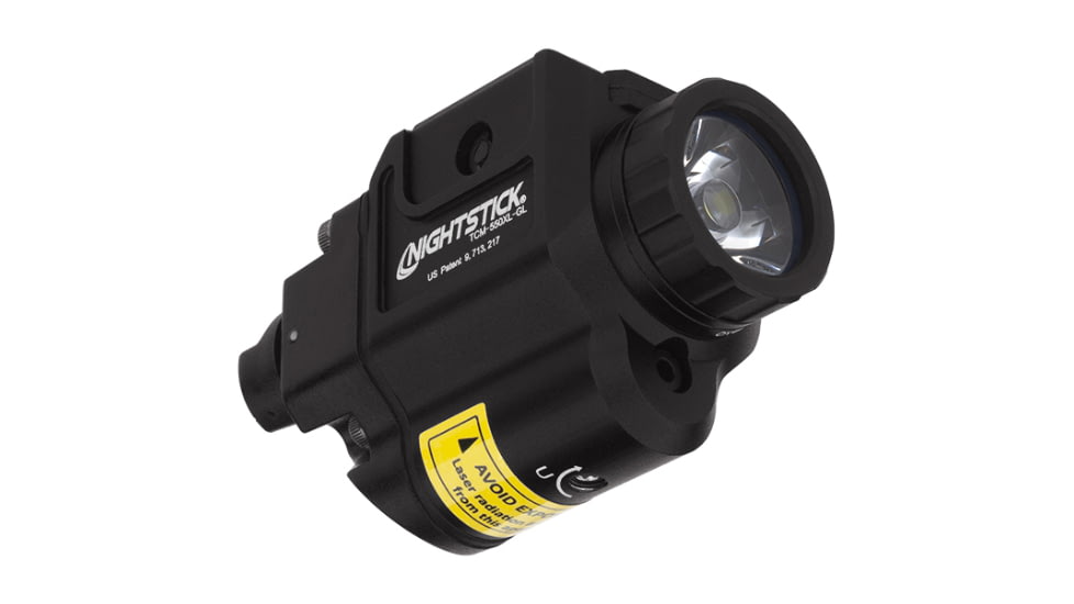 Nightstick Compact Tactical Weapon-Mounted LED Light w/Green Laser, 550 Lumens, Black, TCM-550XL-GL
