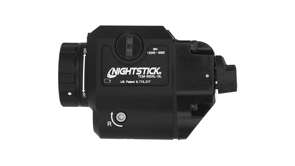 Nightstick Compact Tactical Weapon-Mounted LED Light w/Green Laser, 550 Lumens, Black, TCM-550XL-GL