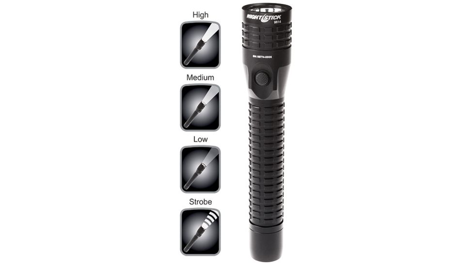 Nightstick Duty Size Multi Function Metal LED Flashlight,Rechargeable,AC/DC Adapter,650 Lumens,Black NSR-9614XL