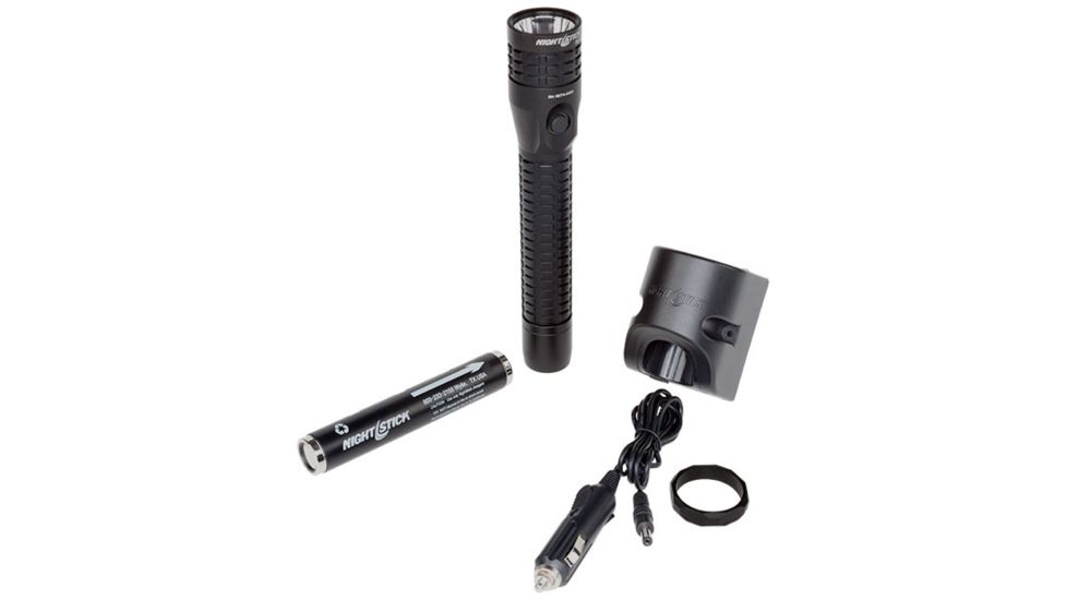 Nightstick Duty Size Multi Function Metal LED Flashlight,Rechargeable,No AC Power Supply,650 Lumens,Black NSR-9614XLDC