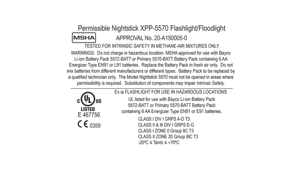 Nightstick Intrinsically Safe 6AA Dual Angle Light,200 Lumens,Red XPP-5570R