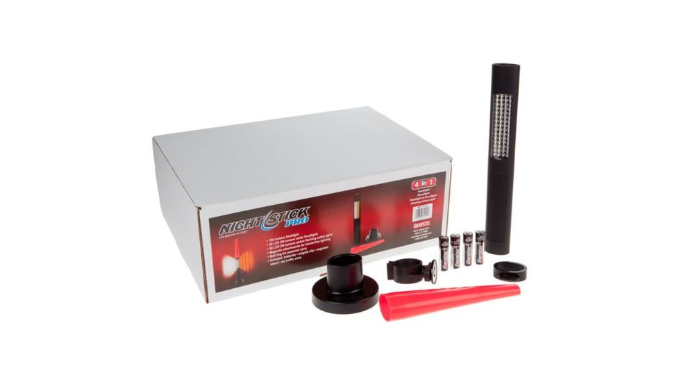 Nightstick Safety Light/LED Flashlight Combo,Black,White/Amber Flood,150 Lumens,Magnetic Base,Red Cone NSP-1174-K01