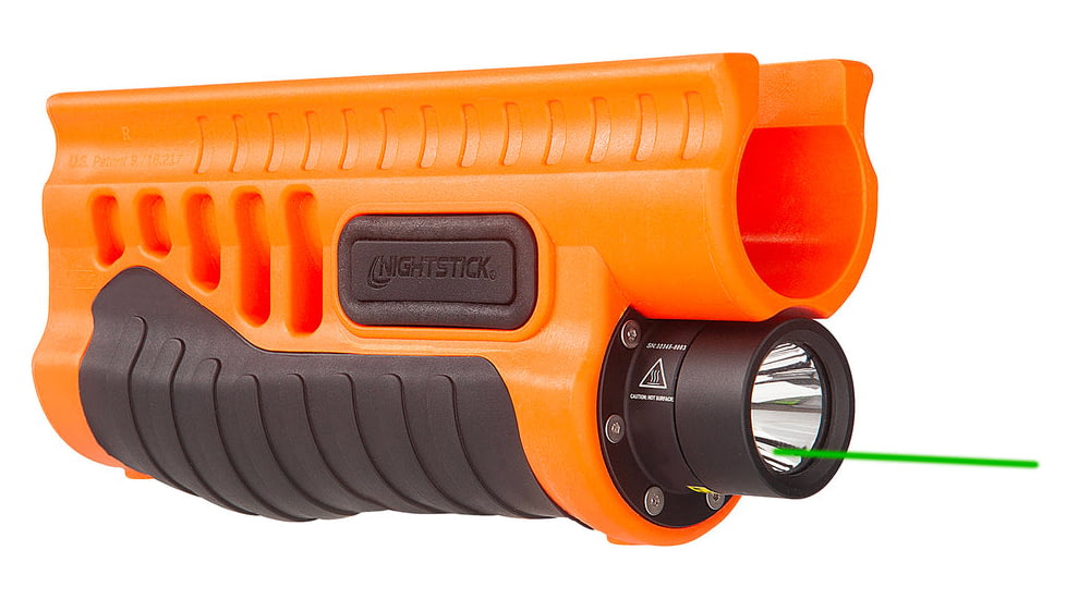 Nightstick Shotgun Forend Light For Remington 870/Tac-14 w/ Green Laser, Less-Lethal Orange, SFL-14GL