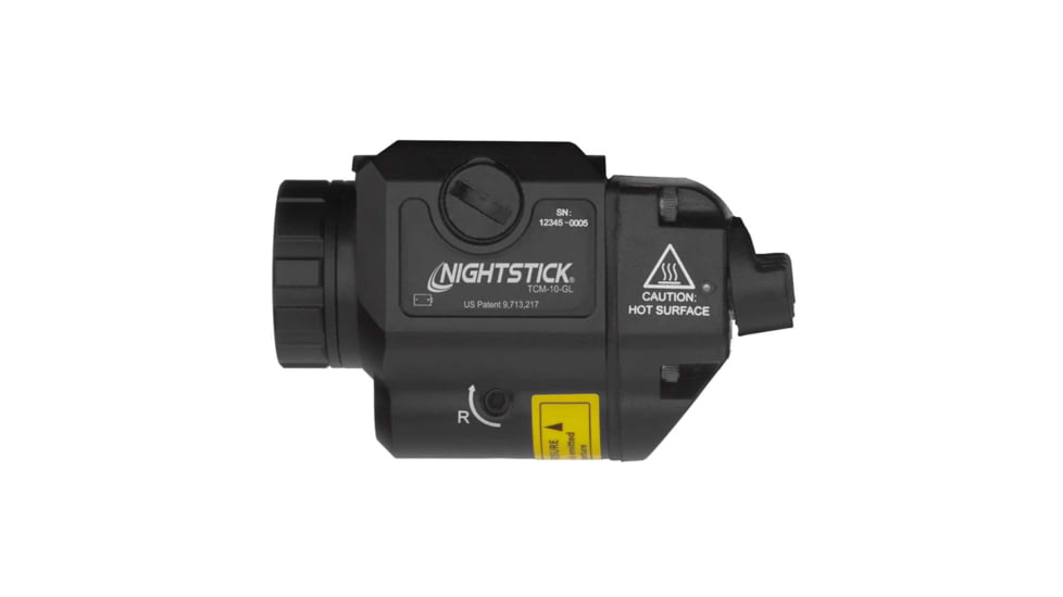 Nightstick TCM-10-GL 650 Lumens Compact LED Weapon-Mounted Light w/Green Laser, CR123, White Light, Ambidextrous, Black, TCM-10-GL
