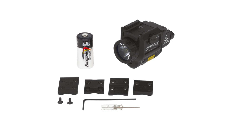Nightstick TCM-10-GL 650 Lumens Compact LED Weapon-Mounted Light w/Green Laser, CR123, White Light, Ambidextrous, Black, TCM-10-GL