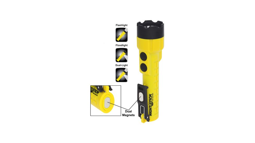 Nightstick X-Series Dual-Light Flashlight w/Dual Magnets, 3xAA, Yellow, NSP-2424YMX
