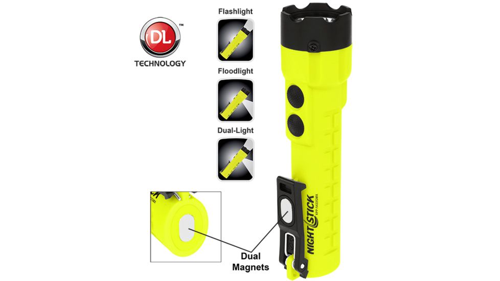 Nightstick X-Series Intrinsically Safe Dual-Light Flashlight with Dual Magnets, Green / Black, XPP-5422GMX
