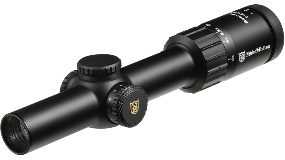 Nikko Stirling Boar Eater 1-6x24mm, 30mm Tube, Rifle Scope, Glass Reticle, 4 Extreme Dot, Matte Black, NSBE1624