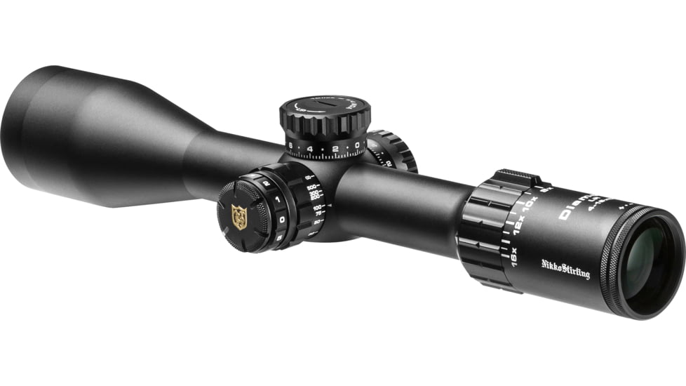 Nikko Stirling Diamond 4-16x50mm Rifle Scope, 30mm Tube, Illuminated Hold Fast Reticle w/Sunshade, Black, NSN N, Black, ndsi41650lrhf