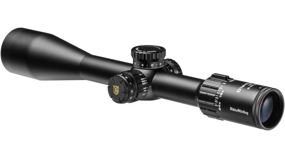 Nikko Stirling Diamond 6-24x50mm Rifle Scope, 30mm Tube, Illuminated Hold Fast Reticle w/Sunshade, Black, ndsi62450lrhf