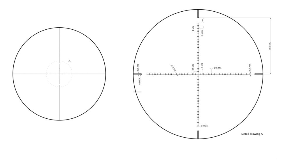 Nikko Stirling Half Mil Dot Detail  Reticle