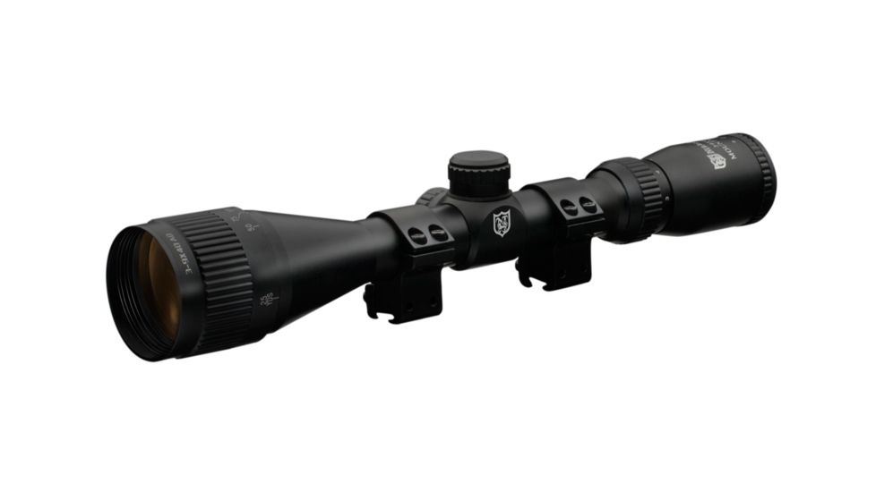 Nikko Stirling Mountmaster Rimfire Rifle Scope 3-9x40mm Adjustable Objective Mil-Dot Reticle Matte Black Finish With 3/8 Inch Rings