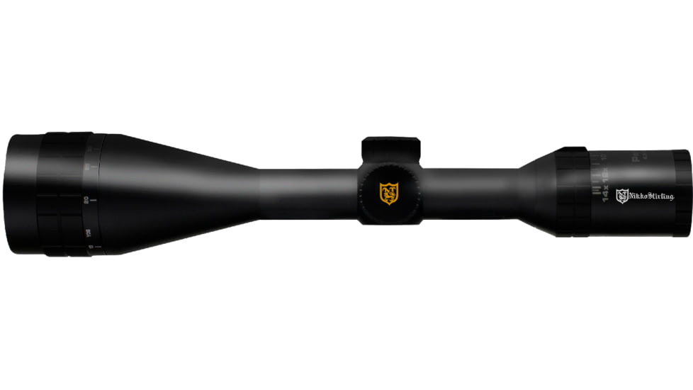 Nikko Stirling Panamax 4.5-14x50 AO IR Rifle Scope, 1in Tube, Half Mil Dot Reticle, 1/4 MOA, Black, npgi451450ao