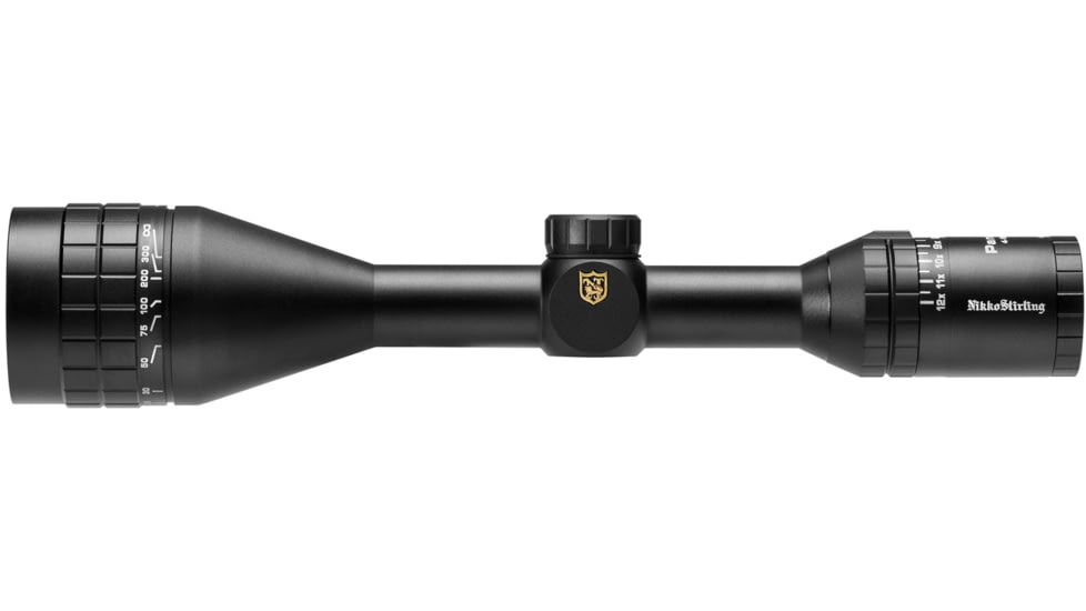 Nikko Stirling Panamax Wide FoV 4-12x50mm, Rifle Scopes, 1in Tube, Adjustable Objective, Dual Color Red/Green Illumination Half Mil-Dot Reticle, Black, npgi41250ao