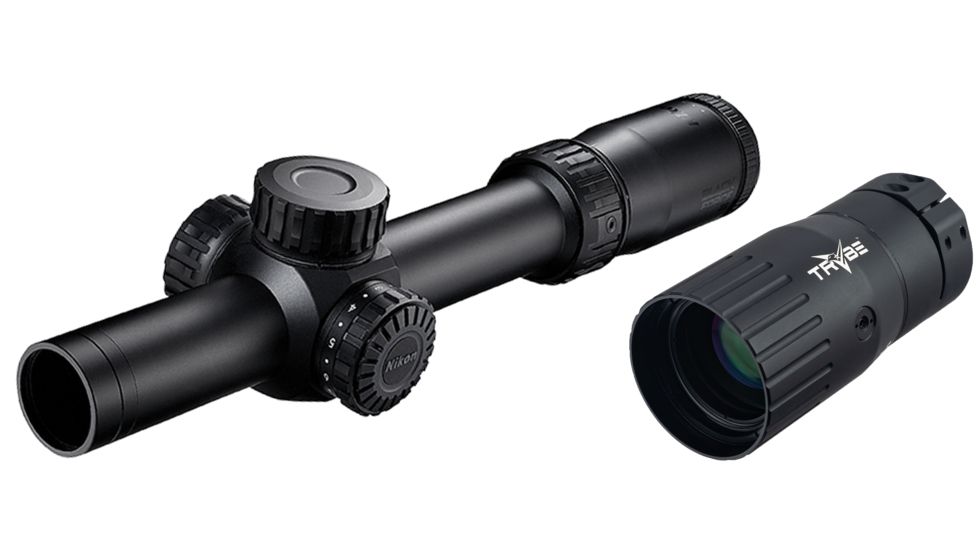 Nikon BLACK FORCE100 1-6x24 Rifle Scope, 30mm, Force-MOA Reticle, Illuminated, Black, 16660 with Trybe Optics Enhancer
