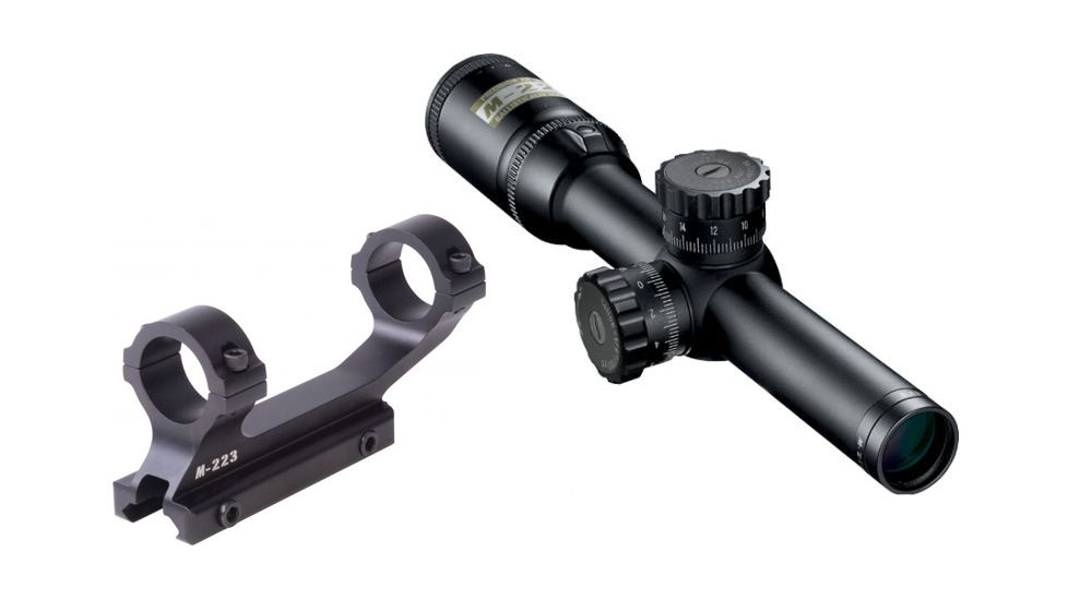 Nikon M-223 1-4x20mm Rifle Scope, Matte BDC 600 Reticle w/ Interchangeable Turret 16301 w/ Nikon M-223 XR Mount 833