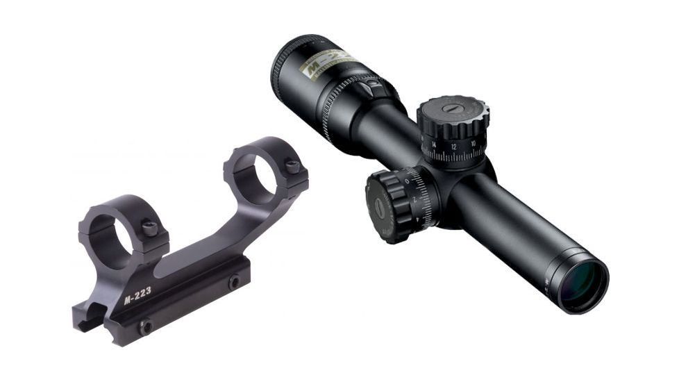 Nikon M-223 1-4x20mm Rifle Scope, Matte Point Blank Reticle w/ Interchangeable Turret 16300 w/ Nikon M-223 XR Mount 833