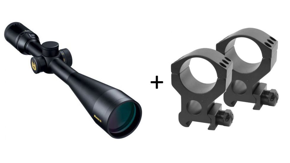 Nikon Monarch 4-16x50 Side Focus Rifle Scope, Matte Black w/BDC Reticle 8440 w/ Burris Xtreme Tactical 1 Inch Rifle Scope Ring Pair, Extra High 1in, Black 420183