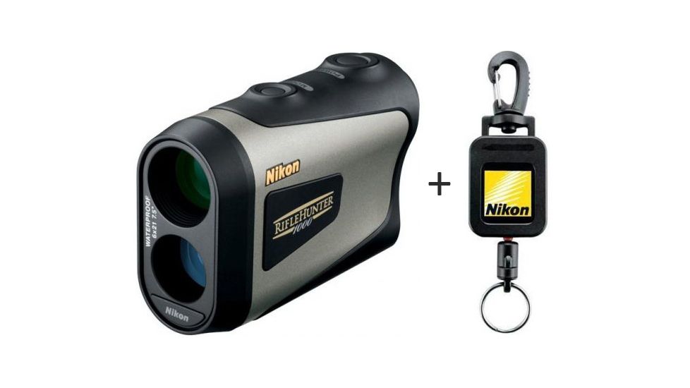 Nikon Rifle Hunter 1000yd 6x21 Laser Rangefinder, Matte 8377 w/ Nikon Retractable Rangefinder, Black 8172
