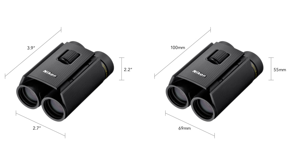 Nikon Trailblazer 10x25mm Porro Prism Binoculars, Black, Compact, 16853