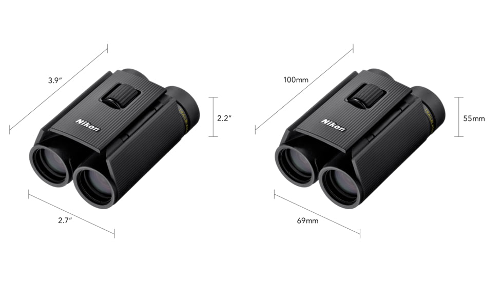 Nikon Trailblazer 8x25mm Porro Prism Binoculars, Black, Compact, 16852