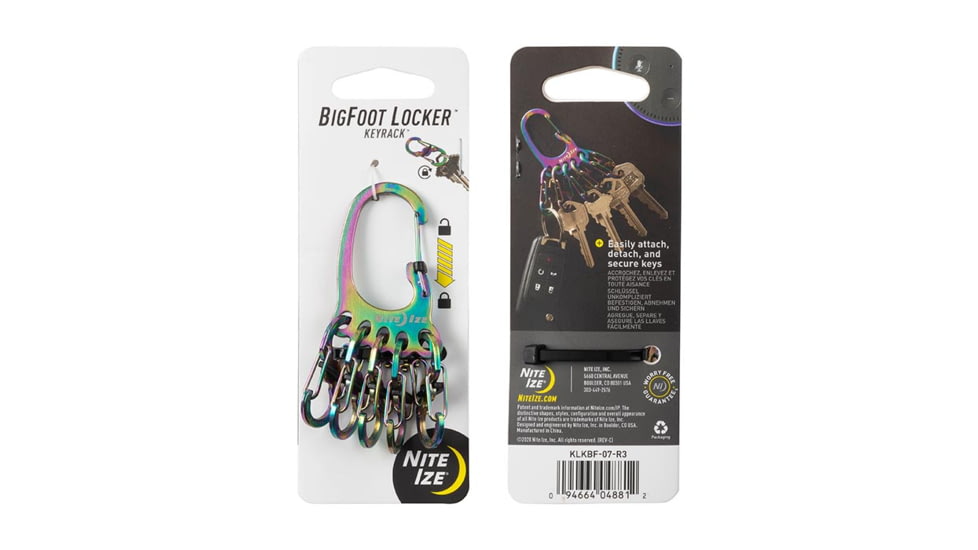 Nite Ize BigFoot Locker KeyRack Stainless Steel, Spectrum, KLKBF-07-R3