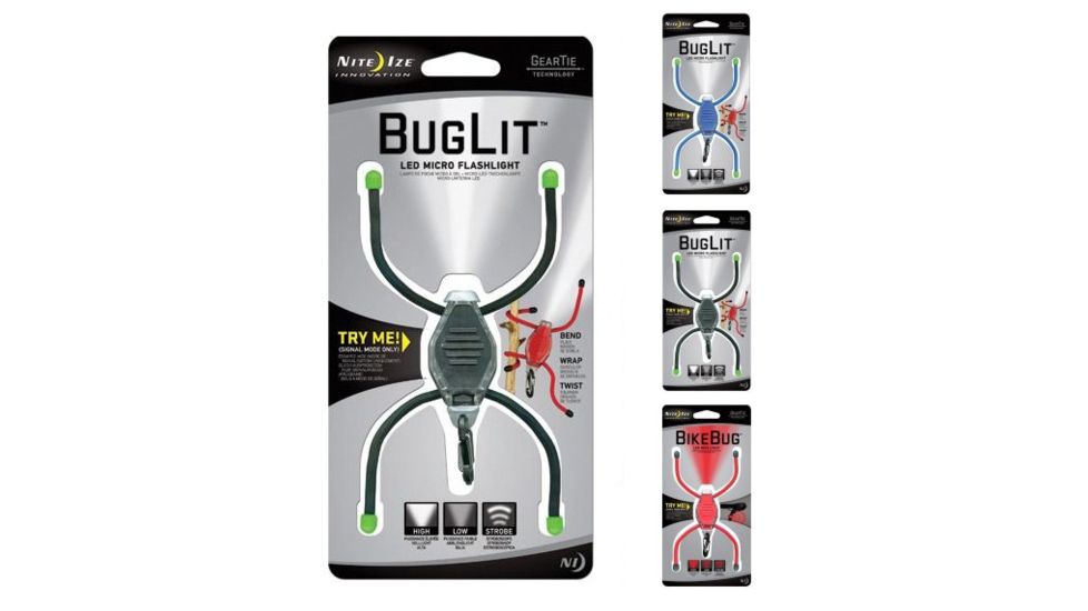 Nite Ize BugLit LED Micro Flashlight, Black/Black, Blue/Blue, Green Lime, Red/Red