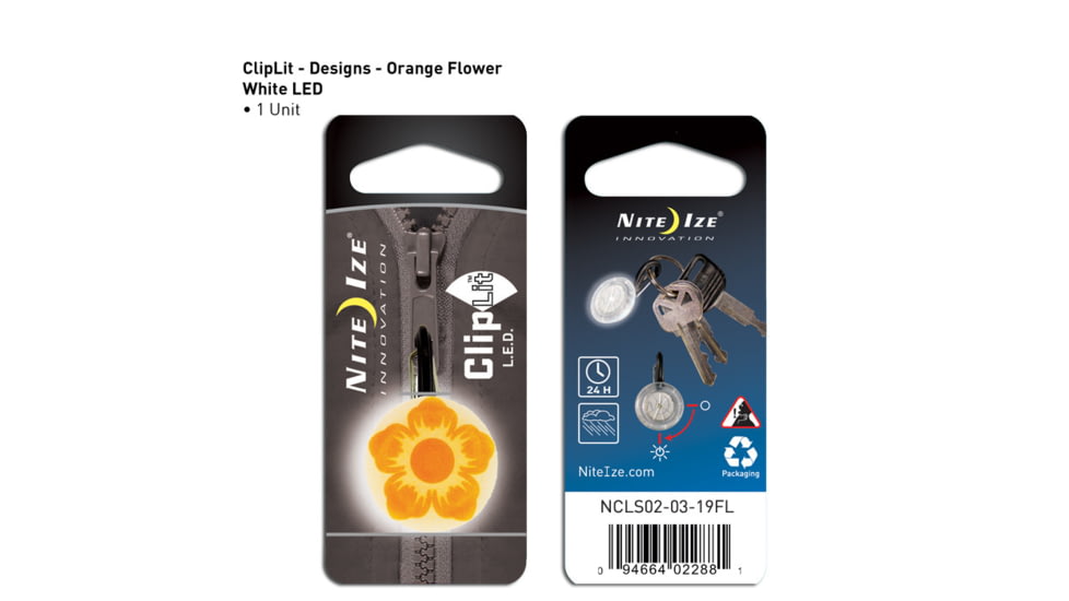 Nite Ize ClipLit Designs - Orange Wild Flower/White NCLS02-03-19FL